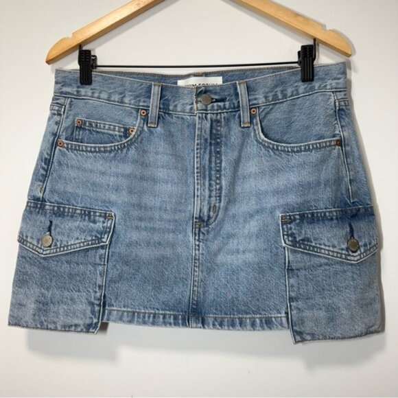Aritzia Denim Forum The '90s Cargo Mini Denim Skirt size 28 - Picture 7 of 12